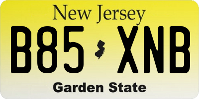 NJ license plate B85XNB