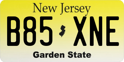 NJ license plate B85XNE