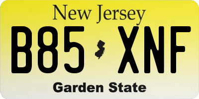 NJ license plate B85XNF