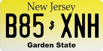 NJ license plate B85XNH