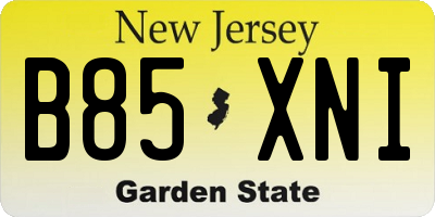 NJ license plate B85XNI