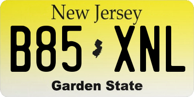 NJ license plate B85XNL