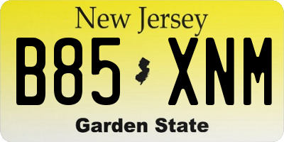NJ license plate B85XNM