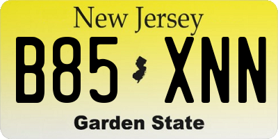 NJ license plate B85XNN