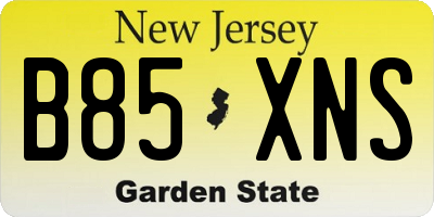 NJ license plate B85XNS