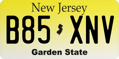 NJ license plate B85XNV