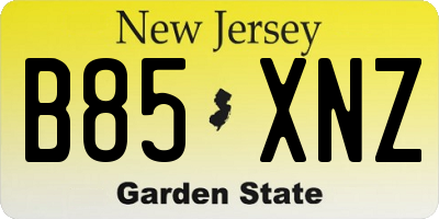 NJ license plate B85XNZ