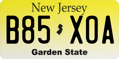 NJ license plate B85XOA