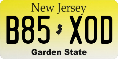 NJ license plate B85XOD