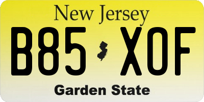 NJ license plate B85XOF