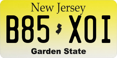 NJ license plate B85XOI
