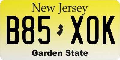 NJ license plate B85XOK