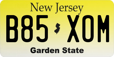 NJ license plate B85XOM
