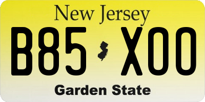 NJ license plate B85XOO