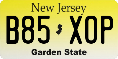 NJ license plate B85XOP