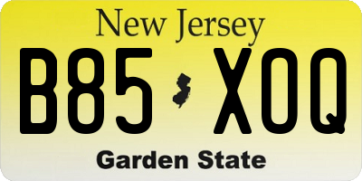 NJ license plate B85XOQ