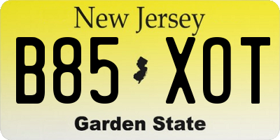 NJ license plate B85XOT