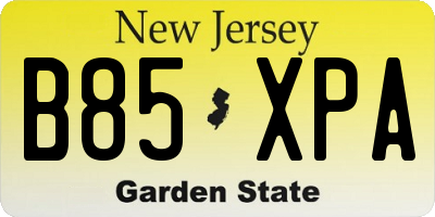NJ license plate B85XPA