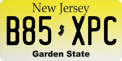 NJ license plate B85XPC