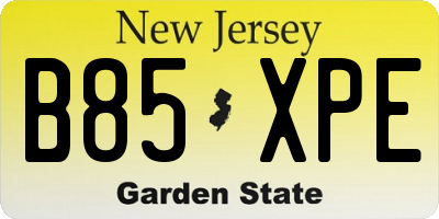 NJ license plate B85XPE