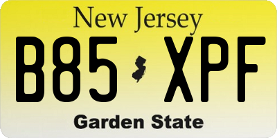 NJ license plate B85XPF