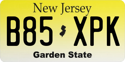 NJ license plate B85XPK