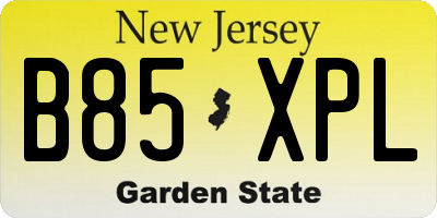 NJ license plate B85XPL