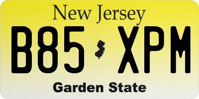 NJ license plate B85XPM