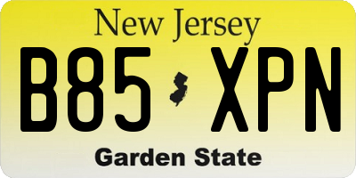 NJ license plate B85XPN