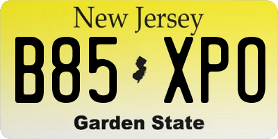 NJ license plate B85XPO