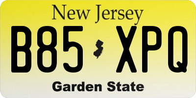 NJ license plate B85XPQ
