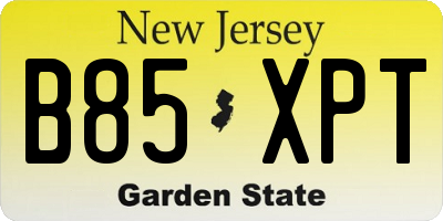NJ license plate B85XPT