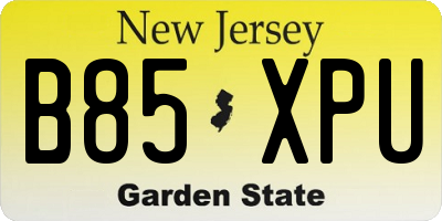 NJ license plate B85XPU
