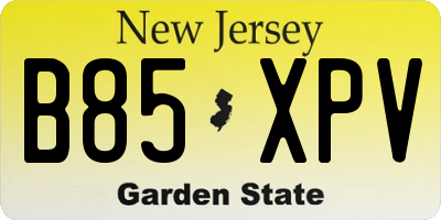 NJ license plate B85XPV
