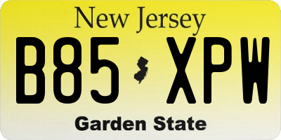NJ license plate B85XPW