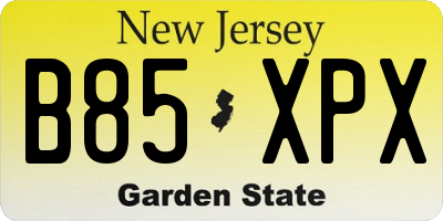 NJ license plate B85XPX