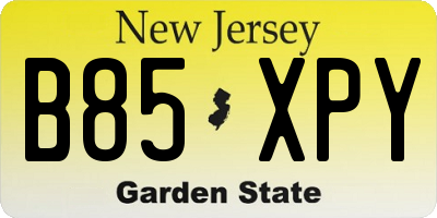 NJ license plate B85XPY