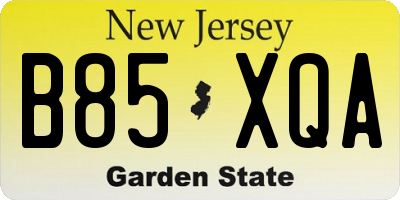NJ license plate B85XQA