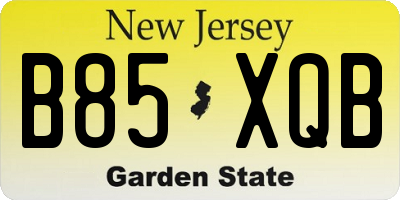 NJ license plate B85XQB