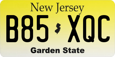 NJ license plate B85XQC