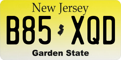 NJ license plate B85XQD