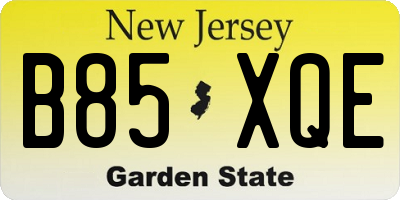 NJ license plate B85XQE