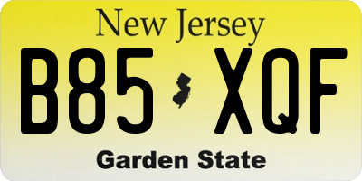 NJ license plate B85XQF