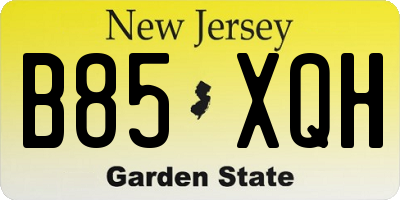 NJ license plate B85XQH
