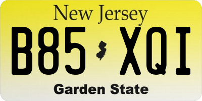 NJ license plate B85XQI