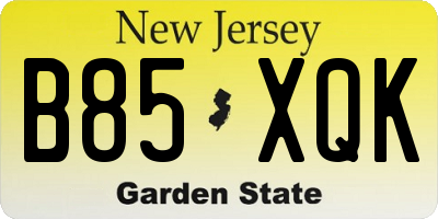 NJ license plate B85XQK