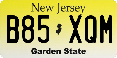 NJ license plate B85XQM