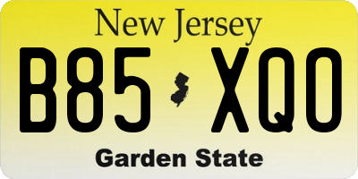 NJ license plate B85XQO