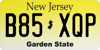 NJ license plate B85XQP