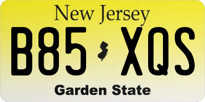 NJ license plate B85XQS